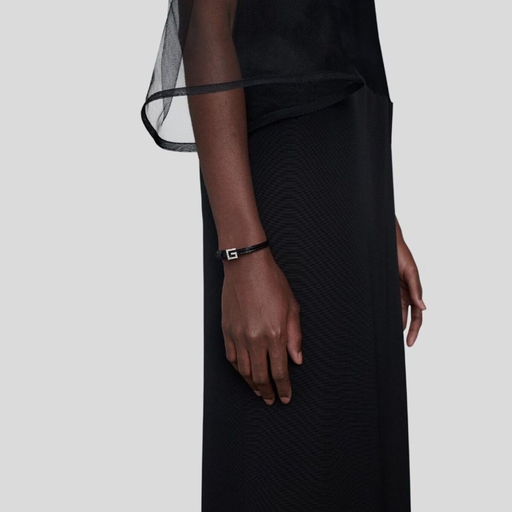 Gucci Black Leather Bracelet with Crystal Square G - Picture 5 of 6